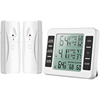 Brifit Termómetro de refrigerador- Digital termómetro de congelador- Digital termómetro inalámbrico con 2 sensores- MIN…